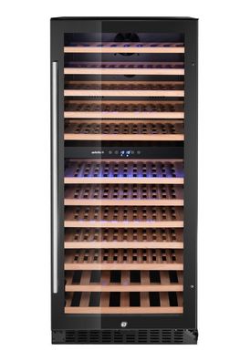 Weinkühler, 2 Zonen, 124 Flaschen, Arktic, 265L, Schwarz, 569x595x(H)1397mm