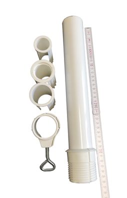 Aluminiumrohr weiß mit Abschlußring,3-fach Adapter
