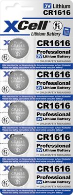 XCell Lithium-Knopfzelle CR1616 5er-Blister 3V/50mAh