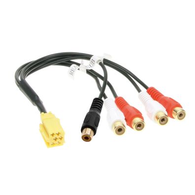 F46 Line Out Adapterkabel Auto Radio 5 Cinch Subwoofer Mini ISO passend für Audi 20cm