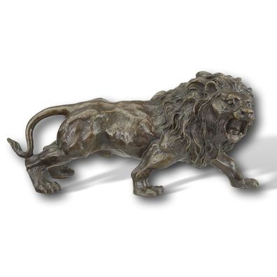 Bronzefigur Löwe Raubkatze Tier Bronze Skulptur Figur Antik-Stil 32cm