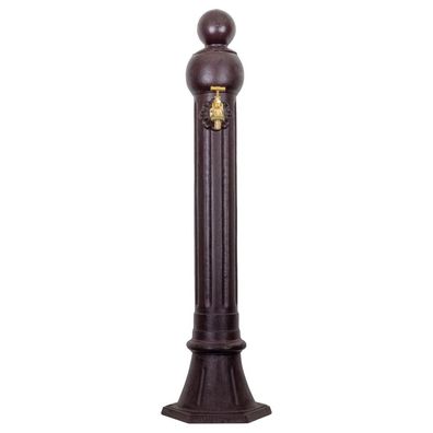 Standbrunnen 97cm Alu braun Brunnen Waschbecken Zapfsäule Antik-Stil