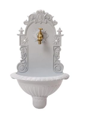 Waschbecken Wein Wandbrunnen Garten Aluminium Becken Brunnen antik Stil weiss