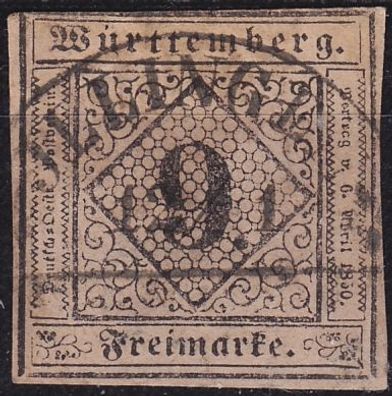 Germany Württemberg [1851] MiNr 0004 a ( O/used ) [02] Bahnstempel