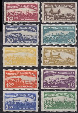 Germany Württemberg [Dienst] MiNr 0272-81 ( * /mh )