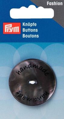 Prym Designer-, 2-Loch Knopf Perlmutt Aufschrift Handmade Durchmesser 34 mm