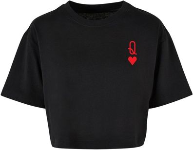 Merchcode Damen Ladies Hugs &amp; Love Queen Of Hearts Short Oversized Tee MP5012554