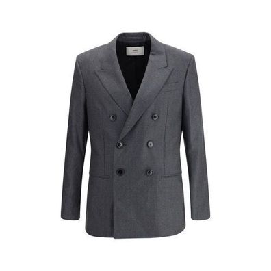 Ami Paris Double-breasted Blazer in Virgin Wool