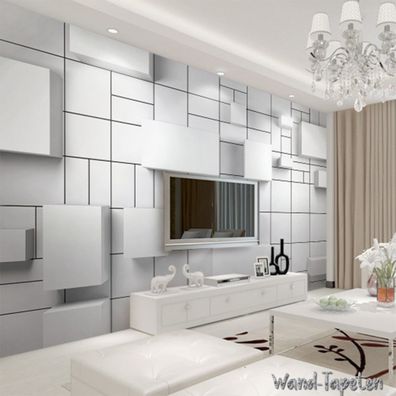 Vlies Fototapete Wandtapete Wandbilder 3D White Cube geometrische Ziegel 2206