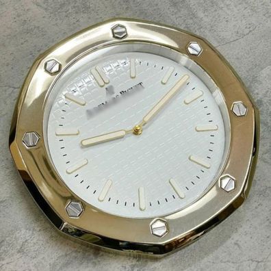 Wanduhr Audemars Piguet Royal Oak 34cm Weißes Zifferblatt Gold Luxuswanduhr
