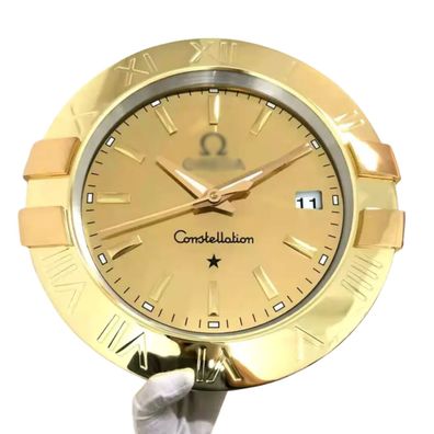 Wanduhr Omega Constellation Goldenes Zifferblatt Gold 34cm Luxuswanduhr