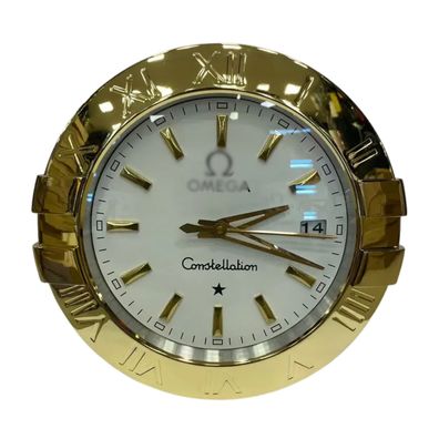 Wanduhr Omega Constellation Weißes Zifferblatt Gold 34cm Luxuswanduhr