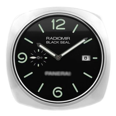 Wanduhr Panerai Radiomir Black Seal Grüne Indizes Stahl Dealer Display Wanduhr