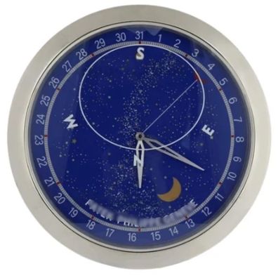 Wanduhr Patek Philippe Celestial Moon Astronomical Blau Stahl Dealer Display