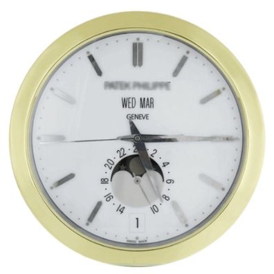 Wanduhr Patek Philippe Mondphase Weißes Zifferblatt Gold 40cm Dealer Display