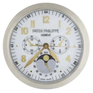 Wanduhr Patek Philippe Grand Complications Weiß Stahl Dealer Display 40cm