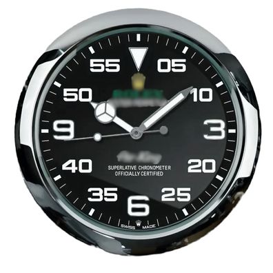 Wanduhr Rolex Air King Oyster Perpetual Schwarz Stahl Dealer Display Wanduhr