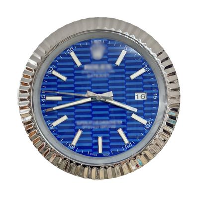 Wanduhr Rolex Datejust Fluted Blau Stahl Fluted Bezel Dealer Display Luxuswanduhr