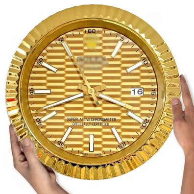 Wanduhr Rolex Datejust Gold Fluted Zifferblatt Gold Fluted Bezel Dealer Display