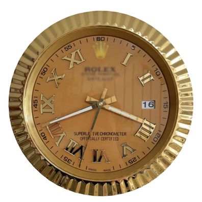 Wanduhr Rolex Datejust Gold Römisches Zifferblatt Gold Fluted Bezel Dealer Display