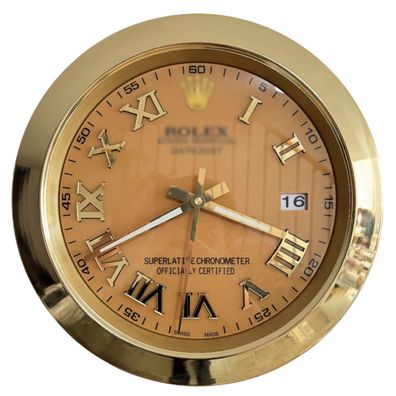 Wanduhr Rolex Datejust Gold Römisches Zifferblatt Gold Smooth Bezel Dealer Display
