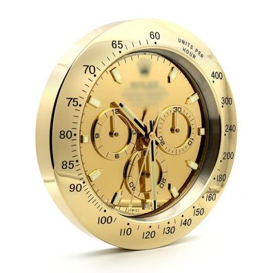 Wanduhr Rolex Daytona Cosmograph Gold Zifferblatt Dealer Display 34cm Chronograph