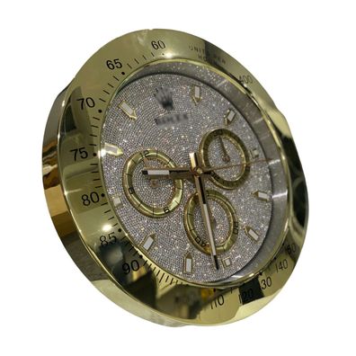 Wanduhr Rolex Daytona Cosmograph Diamant Zifferblatt Gold Dealer Display 34cm