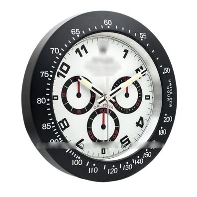 Wanduhr Rolex Daytona Cosmograph Schwarz Weiß Racing Zifferblatt Dealer Display 34cm