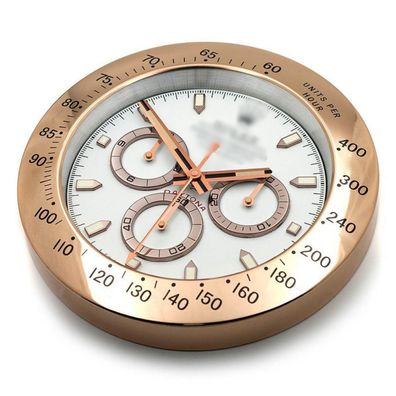 Wanduhr Rolex Daytona Cosmograph Weiß Zifferblatt Roségold Dealer Display 34cm