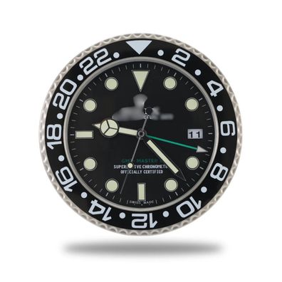 Wanduhr Rolex GMT-Master 2 Schwarz Zifferblatt Stahl Dealer Display 34cm Oyster