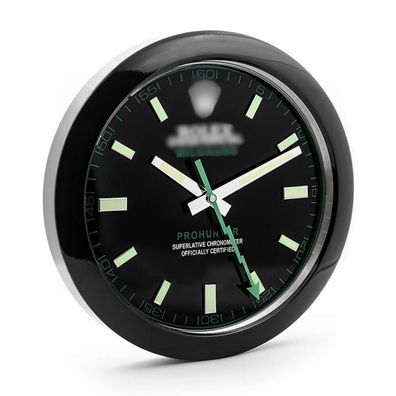 Wanduhr Rolex Milgauss Schwarz Zifferblatt Oyster Perpetual Stahl Dealer Display 34cm