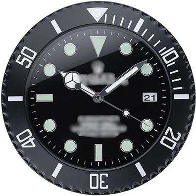 Wanduhr Rolex Submariner Schwarzes Zifferblatt Stahl Dealer Display Oyster Perpetual