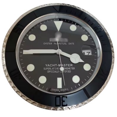 Wanduhr Rolex Yacht-Master Schwarzes Zifferblatt Dealer Display Oyster Perpetual