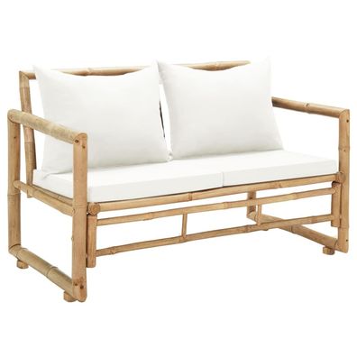 2-Sitzer Gartensofa | Outdoor-Sofa mit Polstern Bambus