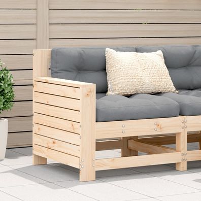 Gartensofa | Outdoor-Sofa mit Armlehne und Kissen Massivholz Kiefer