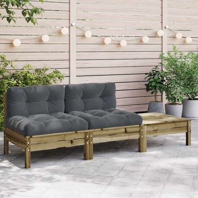 Gartensofa | Outdoor-Sofa mit Kissen und Hocker 2-Sitzer