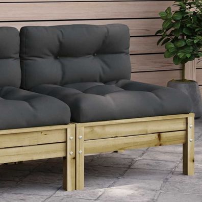 Gartensofa | Outdoor-Sofa ohne Armlehnen mit Kissen Kiefernholz