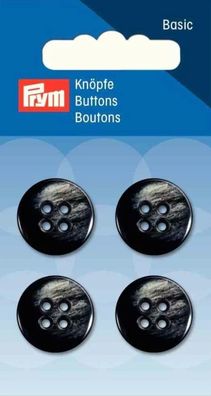 Prym Knopf 4-Loch Jacke/Mantel schwarz/grau 18mm