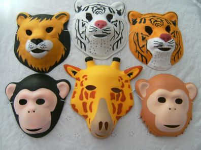 1 Maske f. Kindergeburtstag Karneval Fasching Tier Zootiere Masken Theater