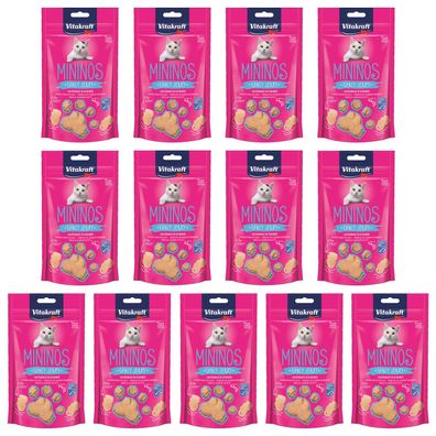 Vitakraft Katzensnack Mininos, Lachssnack in Scheiben - 13x 40g