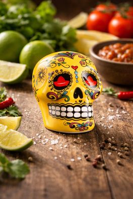 Sierra Tequila Salz- & Zimtstreuer Skull Gelb mit Sierra Logo - ca. 5 cm
