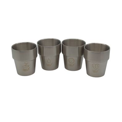 AllEco Doppelwandige Stahlbecher 300 ml 4er Set Metallbecher für Kinder