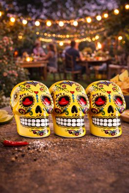 Sierra Tequila 3er-Set Salz / Zimtstreuer 3 x Skull Gelb