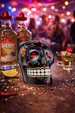 Sierra Tequila Salz- & Zimtstreuer Skull Schwarz mit Sierra Logo - ca. 5 cm
