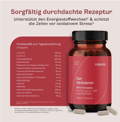 miavola Der Aktivierer-mit Urolithin A, L-Carnitin, Q10 Granatapfel & Grünteeext