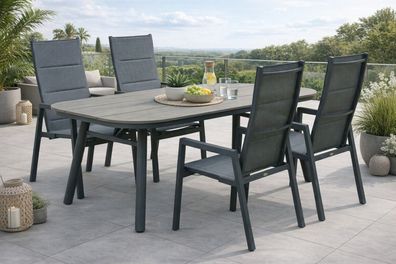 Destiny COSTA HL SAN MARINO Sitzgruppe 4 HL+Tisch 180x90cm, halboval, grau