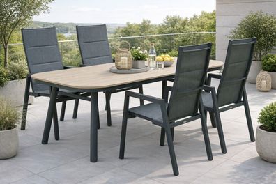 Destiny COSTA HL SAN MARINO Sitzgruppe 4 HL+Tisch 180x90cm, halboval, holzfarben