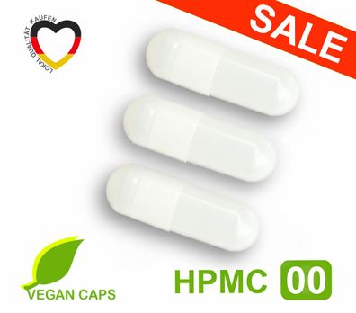Leerkapseln HPMC • pflanzlich vegan Zellulose • Größe 00 • weiß • 100 - 20.000 Stück