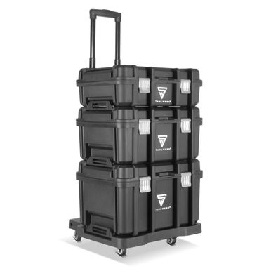 Stahlwerk Mobiler Werkzeugtrolley mit 3 Systemboxen Teleskopgriff und 4 Lenkrollen