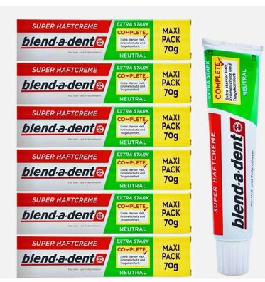 Blend-A-Dent Super Haftcreme Extra Stark Neutral 6×70G - Geschmacksfreie Prothes